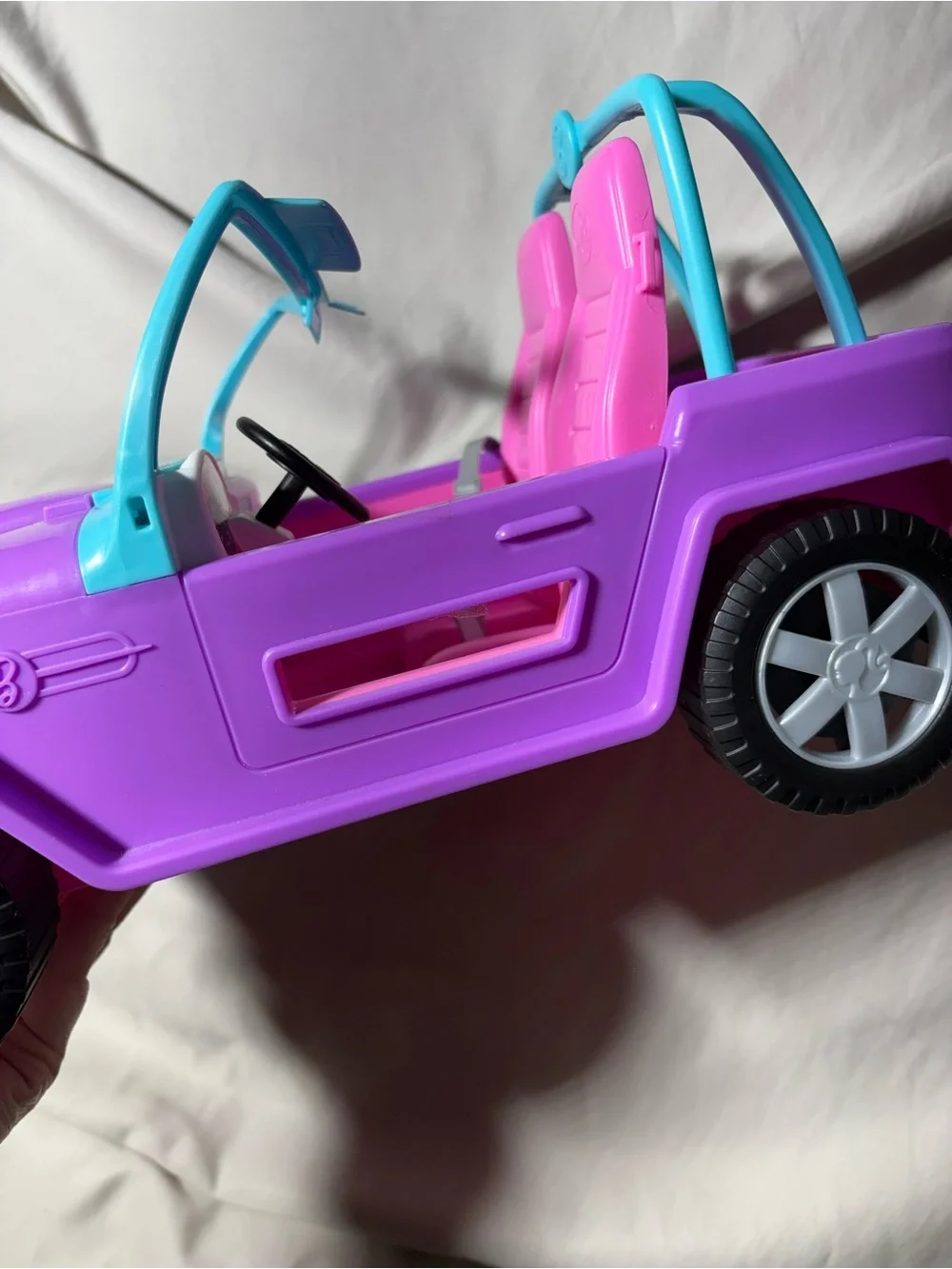 Kids Purple and Pink Toy Convertible Car with Teal Accents